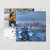 雪に覆われたシアトルの景色 シーズンカード (正面/裏面)