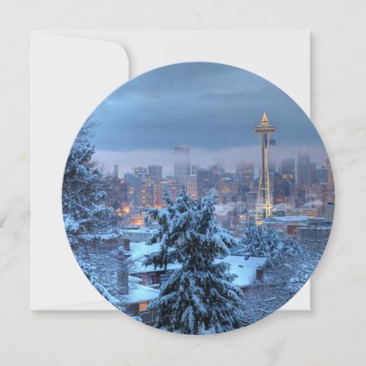 雪に覆われたシアトルの風景 シーズンカード (正面)