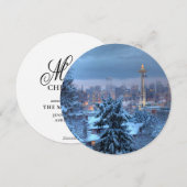 雪に覆われたシアトルの風景 シーズンカード (正面/裏面)