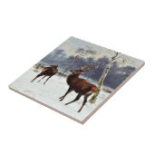 雪に覆われたシカとシカ タイル (側面)