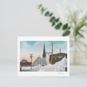 雪に覆われたステッドマン通りの冬の景色 ポストカード (スタンド正面)