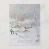 雪に覆われたニューヨークの水彩風景 ポストカード (正面)