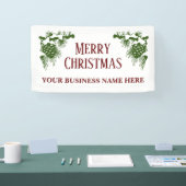 雪に覆われたピネコーン付きの大きなクリスマスバナー 横断幕 (トレードショー)