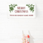 雪に覆われたピネコーン付きの大きなクリスマスバナー 横断幕 (インサイチュ)