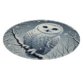 雪に覆われたフクロウ カッティングボード (角)