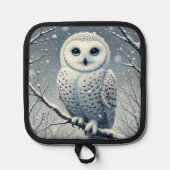 雪に覆われたフクロウ 鍋敷き (正面)