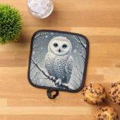 雪に覆われたフクロウ 鍋敷き (トップダウン)