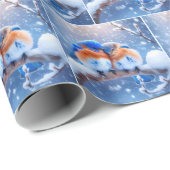 雪に覆われたブルーバード ラッピングペーパー (ロールコーナー)
