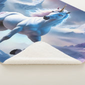 雪に覆われたユニコーンファンタジーポスター シェルパブランケット (3/4)