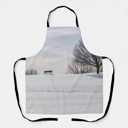 雪に覆われた丘の上のベンチ エプロン (正面)