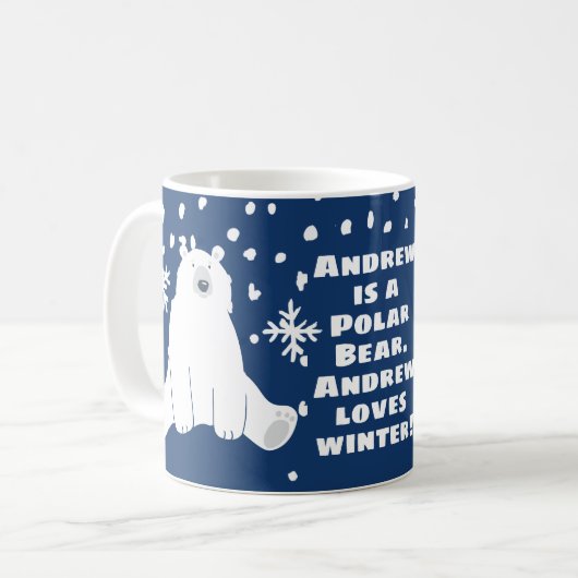 雪に覆われた冬のコーヒーマグの中のホッキョクグマ コーヒーマグカップ (正面左)