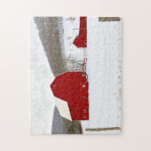 雪に覆われた冬のシーンの赤いバーンズ家族のおもしろい時間 ジグソーパズル (縦)