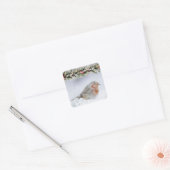 雪に覆われた冬のスノーフィンチクリスマス スクエアシール (封筒)