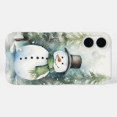 雪に覆われた冬の中に立っている陽気な雪だるま Case-Mate iPhoneケース (裏面 (横))