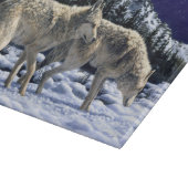 雪に覆われた冬の山々の灰色の狼 カッティングボード (角)
