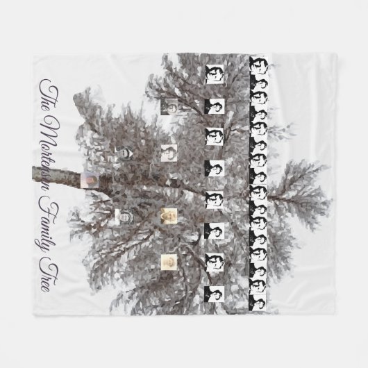 雪に覆われた冬の木のベクトル化された家族の写真 フリースブランケット (正面(横))