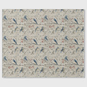 雪に覆われた冬の木の枝に座っている青い鳥 ラッピングペーパー (フラット)