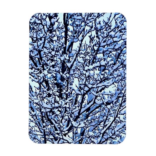 雪に覆われた冬の木の枝の写真 マグネット (縦)