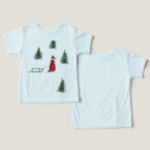 雪に覆われた冬の森のかわいいキツネ (デザイン正面&裏面)