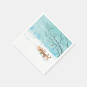 雪に覆われた冬の森の中で鹿を釣る スタンダードカクテルナプキン (角)