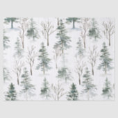 雪に覆われた冬の緑の木クリスマスパターン 薄葉紙 (正面)