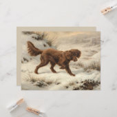 雪に覆われた冬の風景に登場するゴードン・セッター犬 カード (正面/裏面インサイチュ)