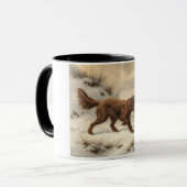 雪に覆われた冬の風景に登場するゴードン・セッター犬 マグカップ (正面左)