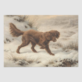 雪に覆われた冬の風景に登場するゴードン・セッター犬 薄葉紙