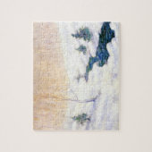 雪に覆われた冬の風景の中を流れる(クリスマスアート) ジグソーパズル (縦)