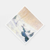 雪に覆われた冬の風景の中を流れる（クリスマスアート） スタンダードランチョンナプキン (角)