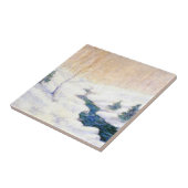 雪に覆われた冬の風景の中を流れる（クリスマスアート） タイル (側面)