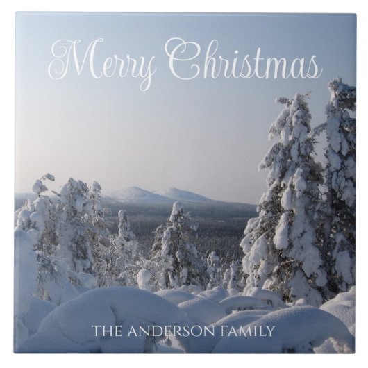 雪に覆われた冬の風景クリスマス タイル (正面)