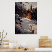 雪に覆われた冬の風景画のポスター ポスター (キッチン)