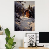 雪に覆われた冬の風景画のポスター ポスター (ホームオフィス)