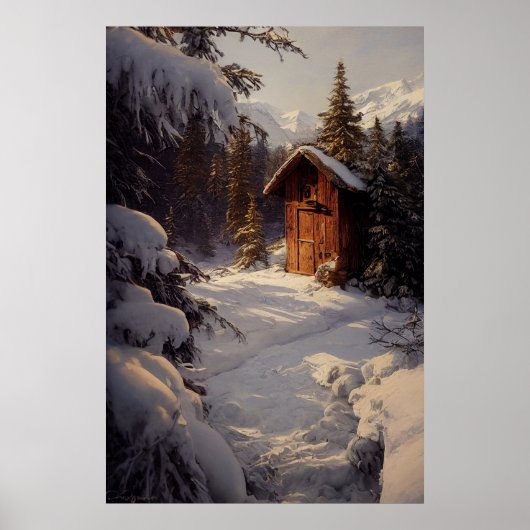 雪に覆われた冬の風景画のポスター ポスター (正面)