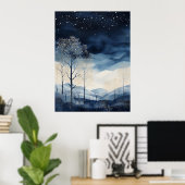 雪に覆われた冬の風景画のポスター ポスター (ホームオフィス)