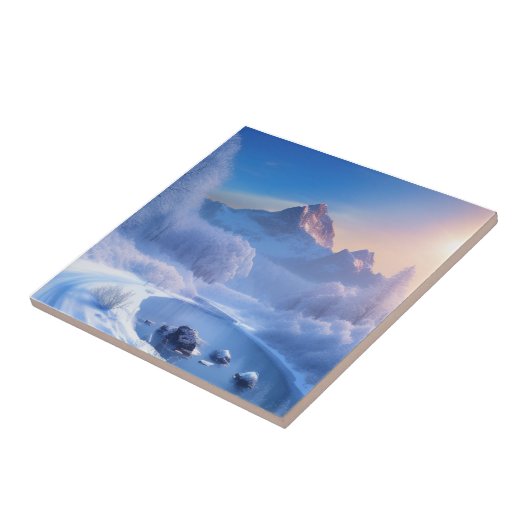 雪に覆われた冬の風景 タイル (側面)