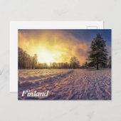 雪に覆われた冬季公園の夕日 ポストカード (正面/裏面)