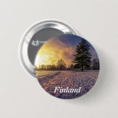 雪に覆われた冬季公園の夕日 缶バッジ (正面&裏面)