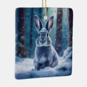 雪に覆われた可愛いウサギ森林セラミックオーナム セラミックオーナメント (右)
