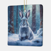 雪に覆われた可愛いウサギ森林セラミックオーナム セラミックオーナメント (左)