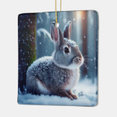 雪に覆われた可愛いウサギ森林セラミックオーナム セラミックオーナメント (左)