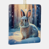 雪に覆われた可愛いウサギ森林セラミックオーナム セラミックオーナメント (右)