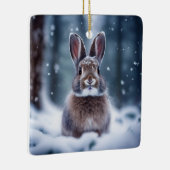 雪に覆われた可愛いウサギ森林セラミックオーナム セラミックオーナメント (右)