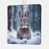 雪に覆われた可愛いウサギ森林セラミックオーナム セラミックオーナメント (左)