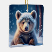 雪に覆われた可愛いクマの子羊の森のセラミックOrnam セラミックオーナメント (右)