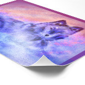 雪に覆われた夕日の狼 フォトプリント            (角)