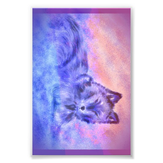 雪に覆われた夕日の狼 フォトプリント            (正面)