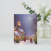 雪に覆われた夜の聖降誕祭空白の祭 ポストカード (スタンド正面)