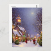 雪に覆われた夜の聖降誕祭空白の祭 ポストカード (正面/裏面)